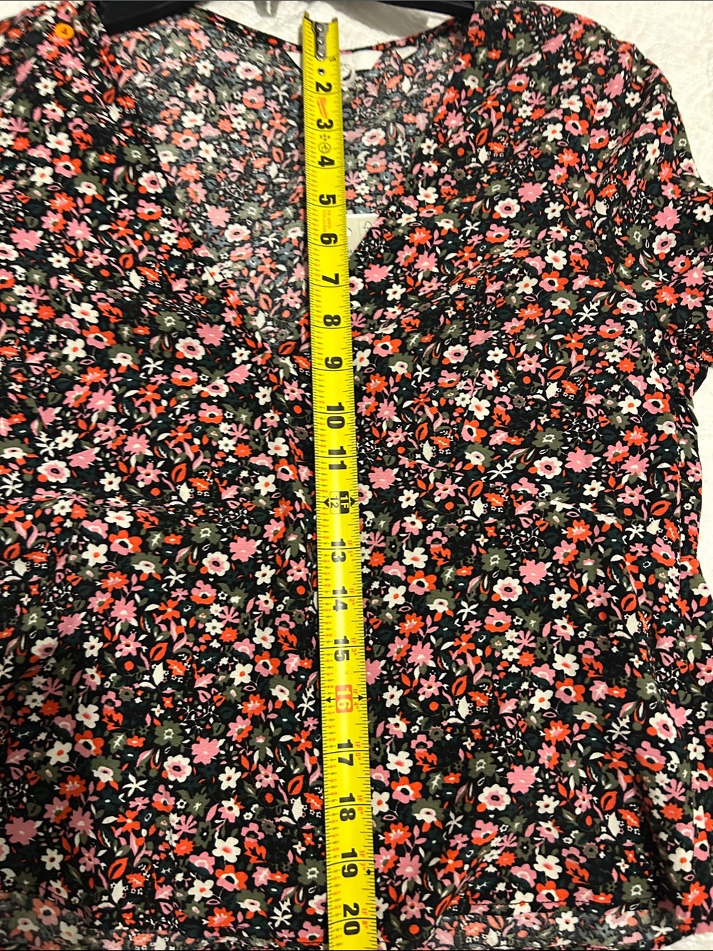 Boden Olive Floral V-Neck Blouse with Pink and White Flowers NWT - Picture 8 of 9